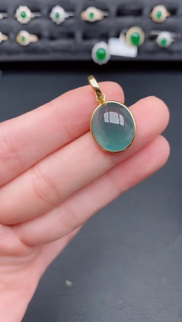 颈饰银S925镶嵌翡翠天然a货翡翠95