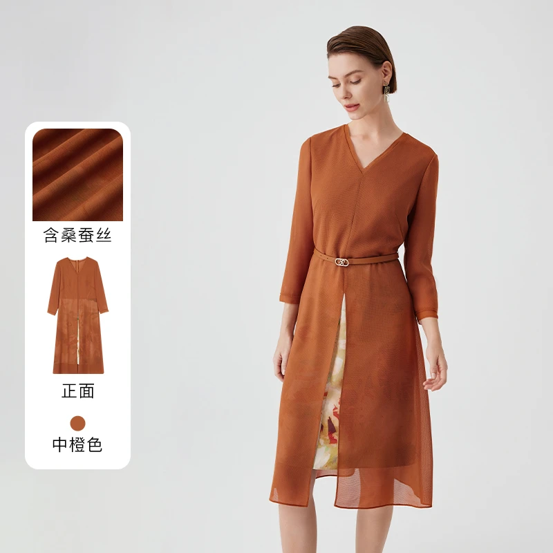 YZS赢智尚新款职场印花秋冬法式优雅显白复古女装连衣裙ZF02600