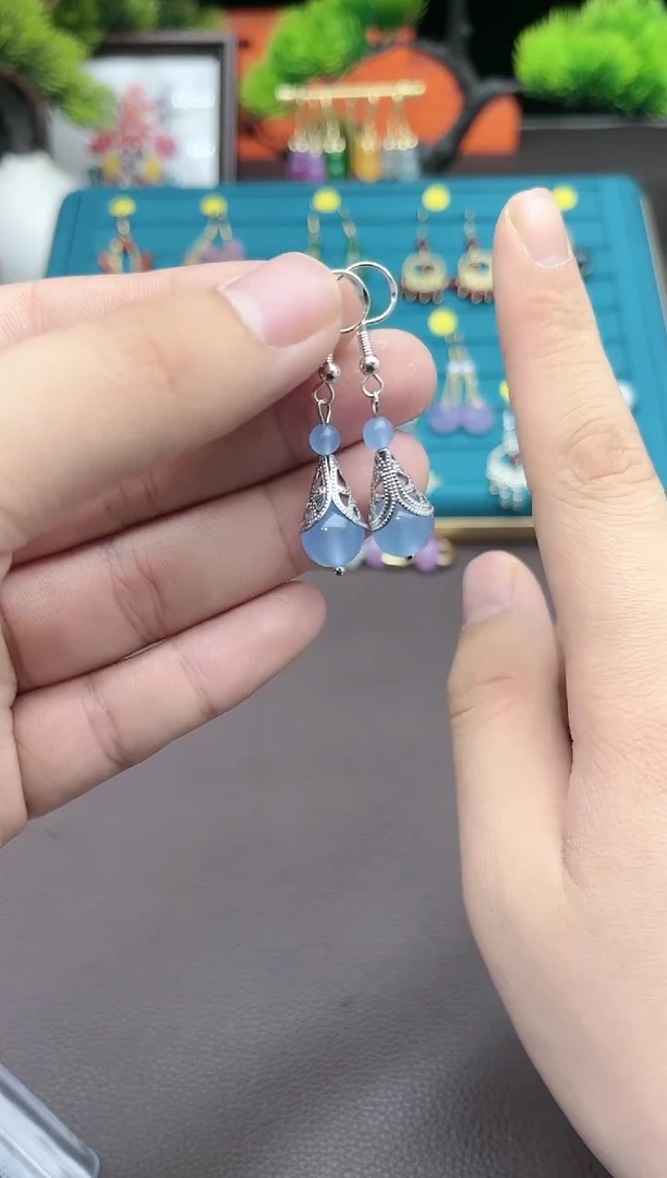 【闪购商品】玛瑙/玉髓耳钉银S925镶嵌420000