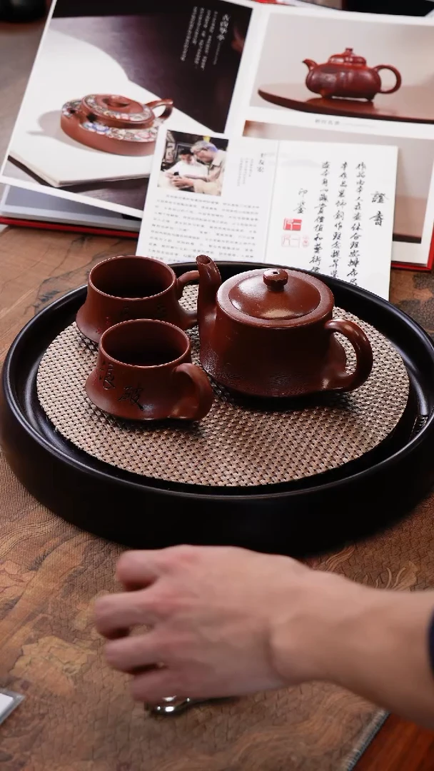 【闪购商品】紫砂茶壶CY828陈晔特级红泥一帆风顺配2个杯子