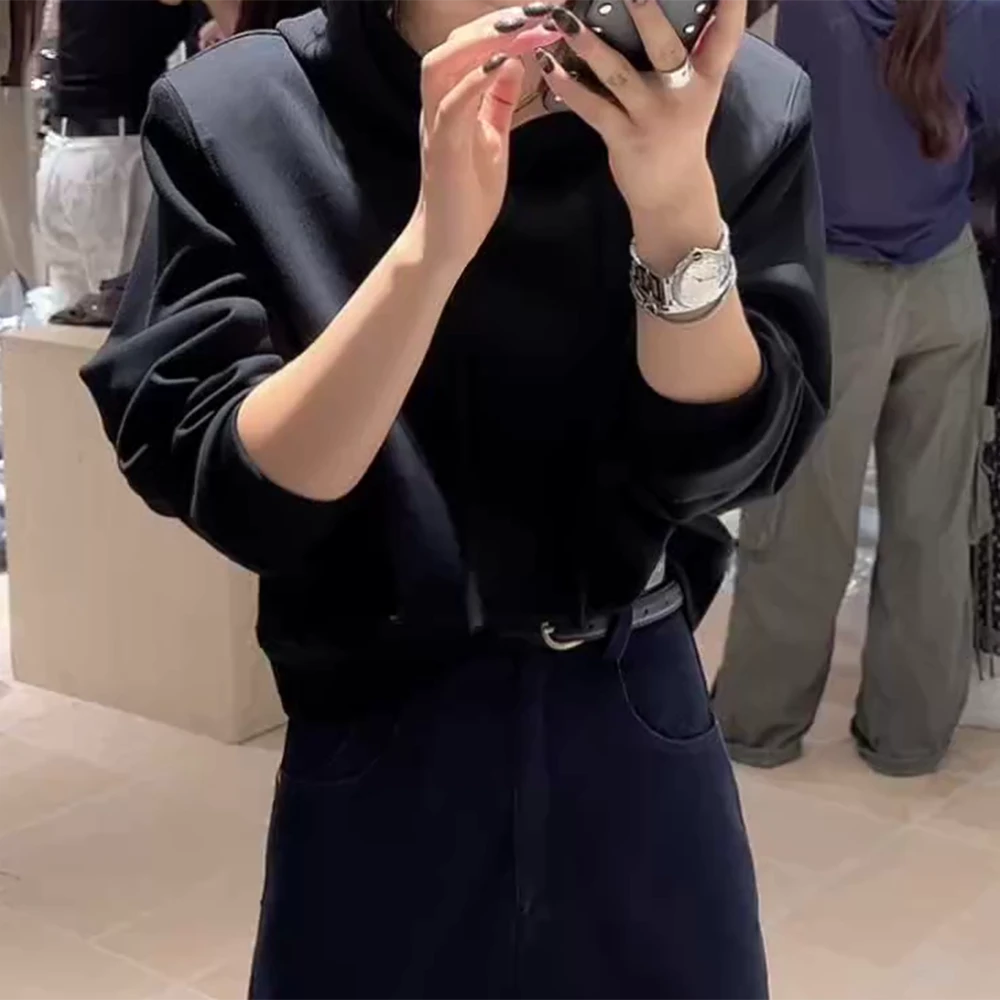 2025秋季纯色高级短款百搭显瘦连帽休闲时尚抽绳卫衣C5915