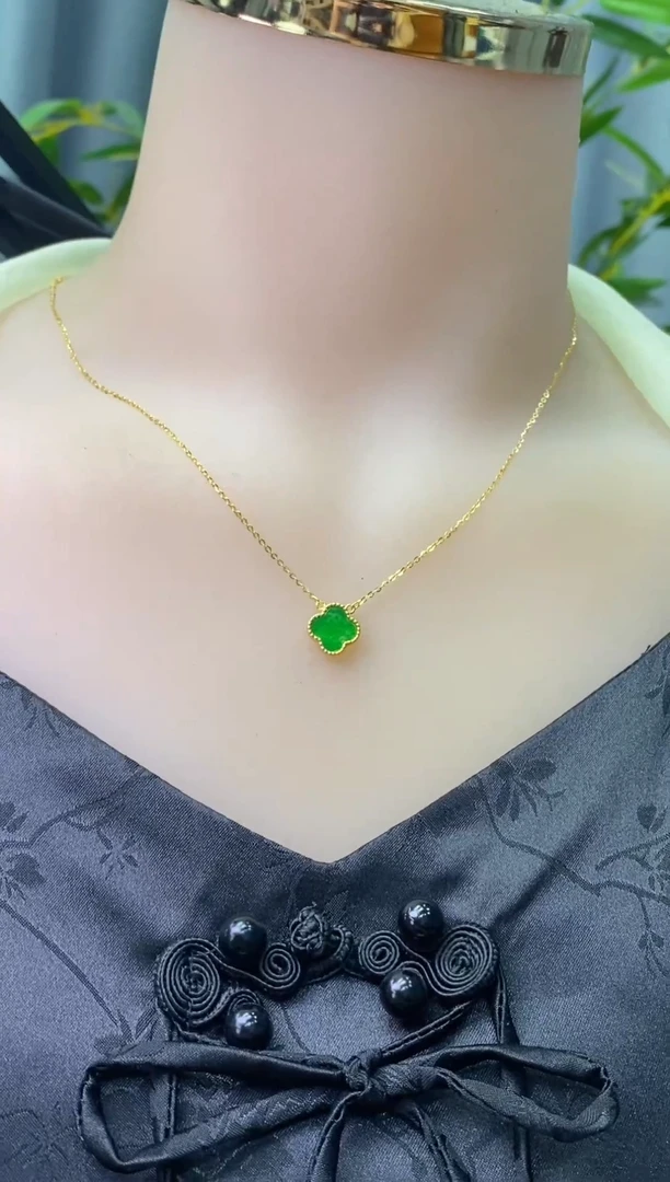 颈饰银S925镶嵌翡翠净货12625