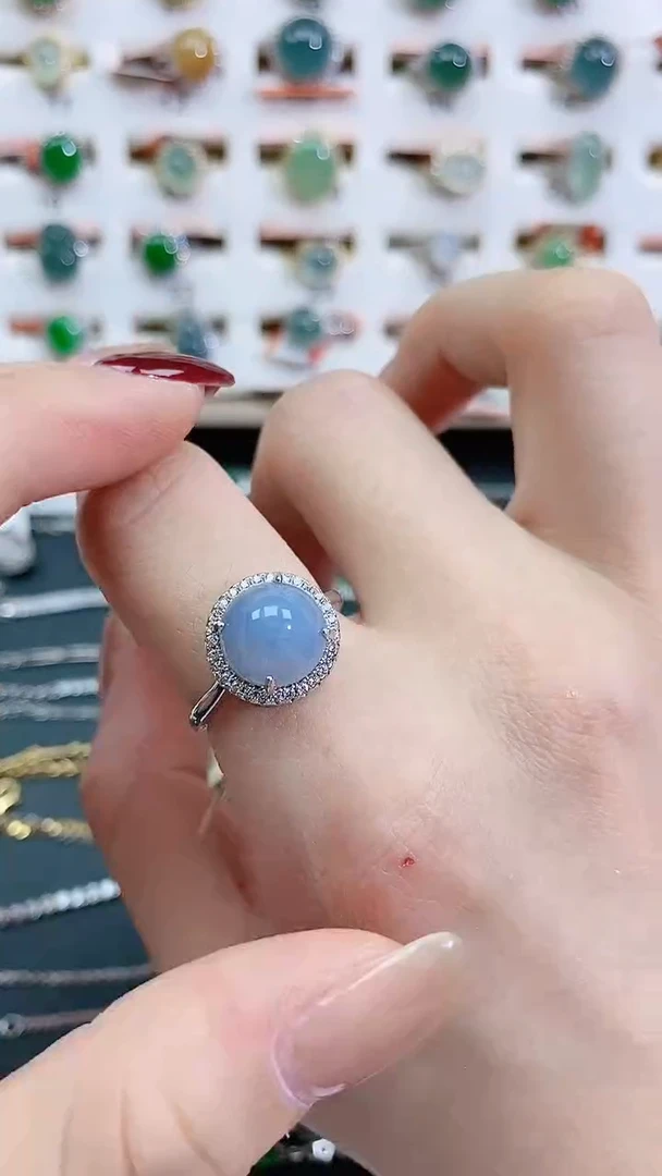 银S925镶嵌戒指翡翠天然翡翠