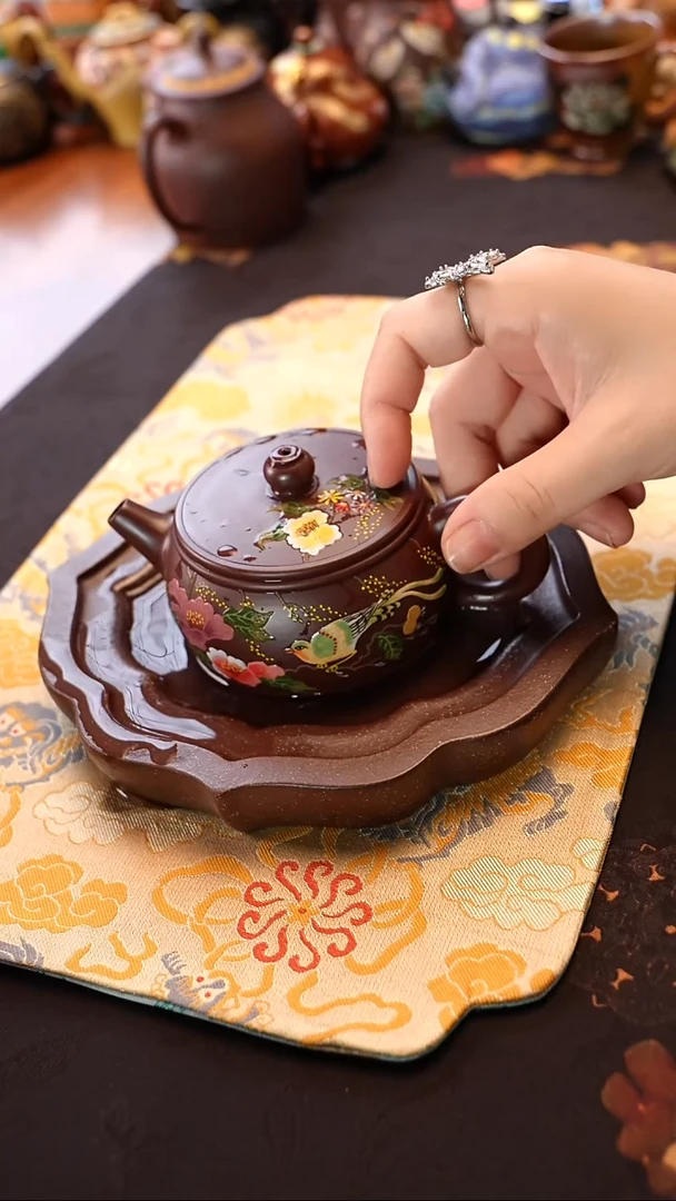 茶壶紫砂宜兴紫砂艺术 桃子壶承