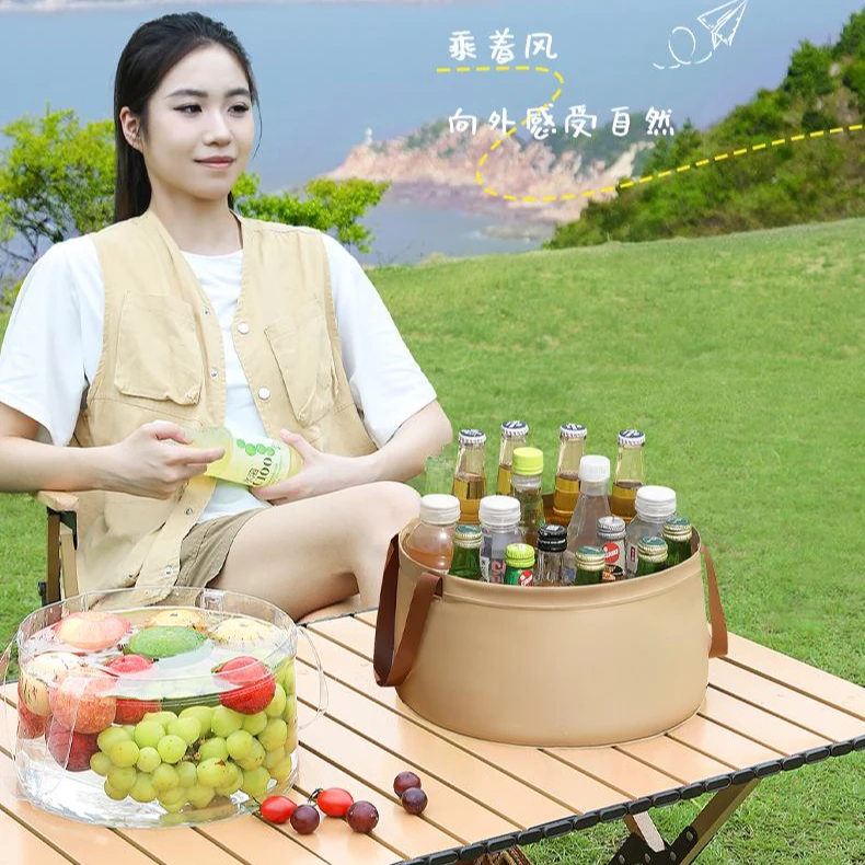 荞芬升级款可折叠水盆便携式旅行水桶旅游洗衣袋泡脚桶户外洗菜盆