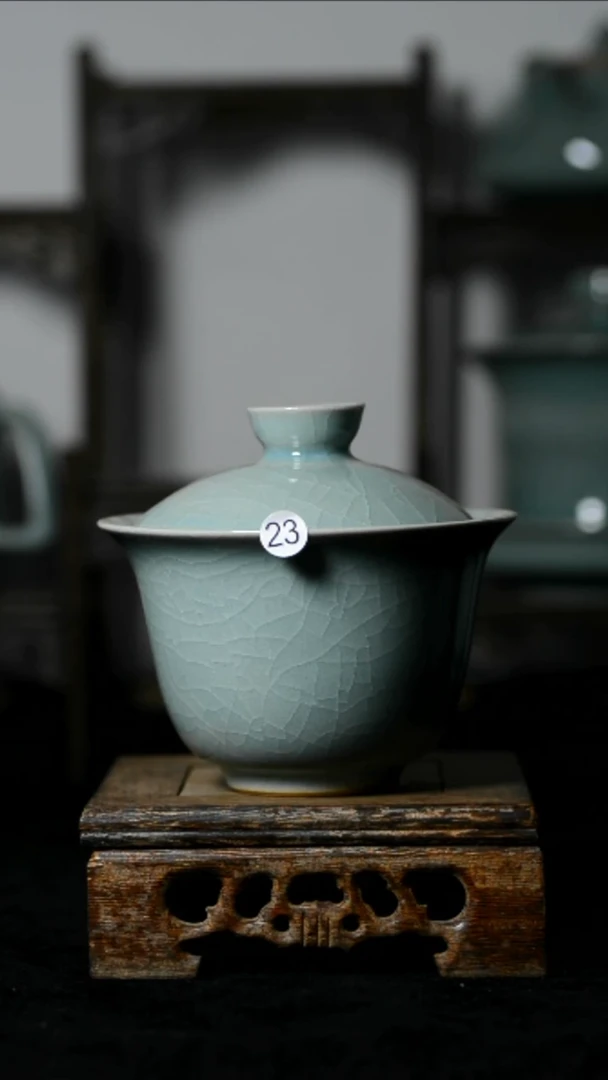 汝瓷23号两才微瑕盖碗清凉寺汝瓷