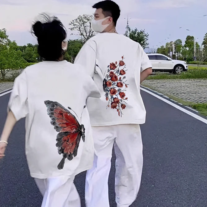 【两件装】不一样情侣装夏季2025潮牌短袖t恤超火高端韩系网红t恤