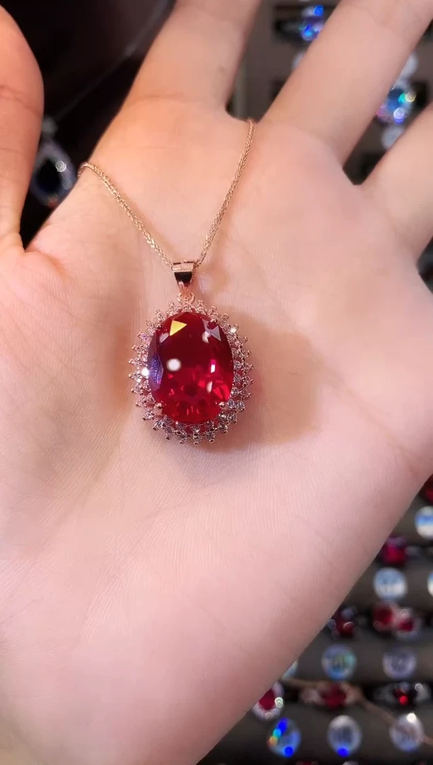 无坠链均925银鸽血红色吊坠