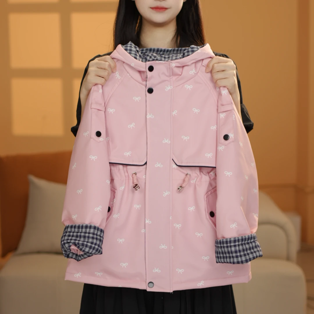 女童2025秋外套清新碎花纹路时尚外套测1