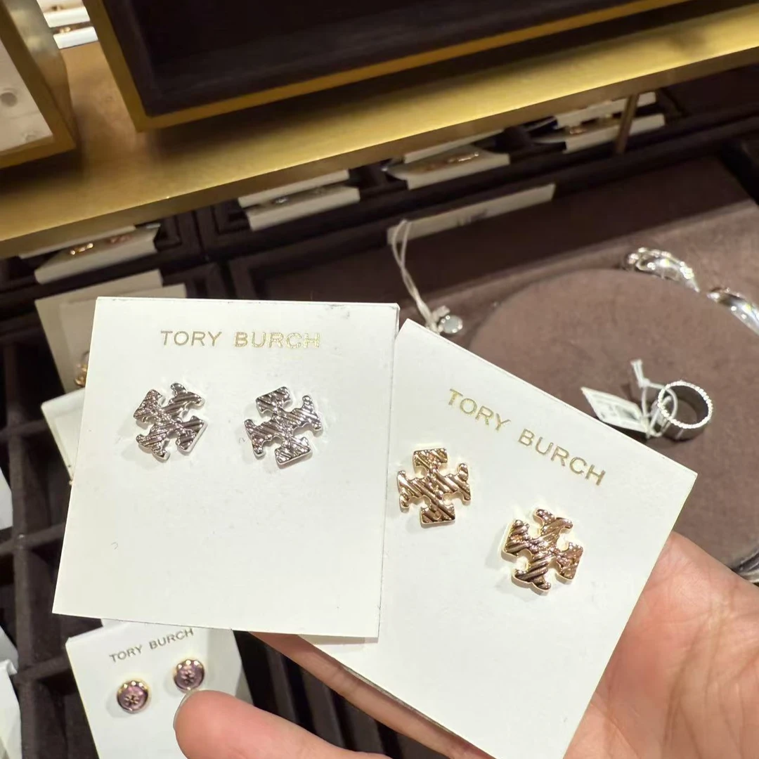 Tory Burch/汤丽柏琦金色/银色标志耳钉