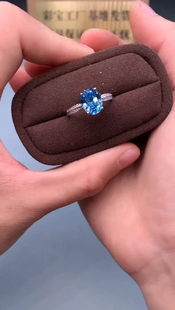 银S925镶嵌戒指海蓝宝石2323