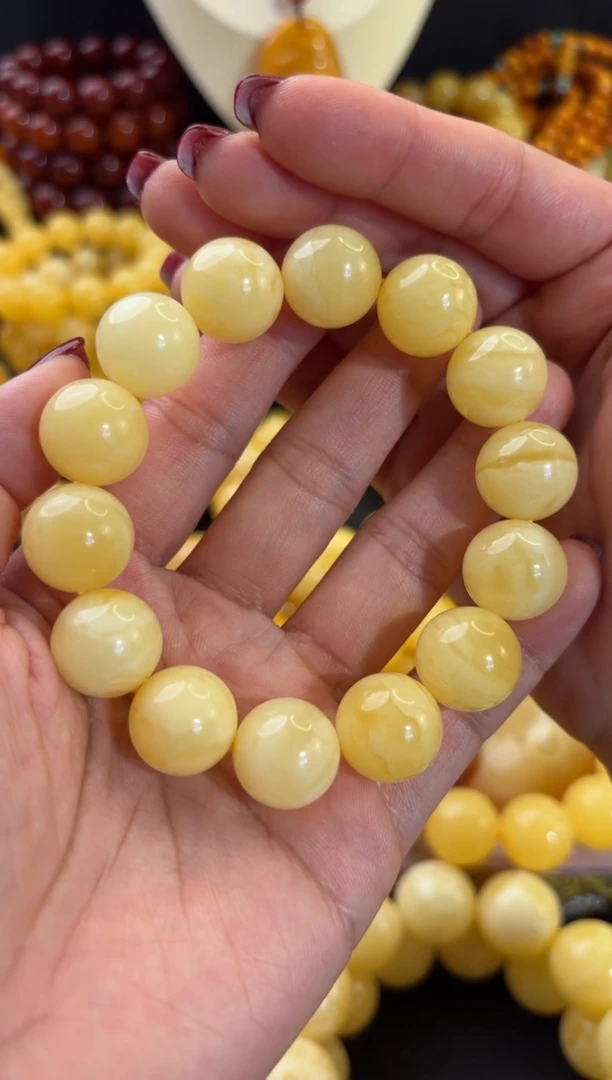 【闪购商品】蜜蜡手串未镶嵌15+白花满蜡