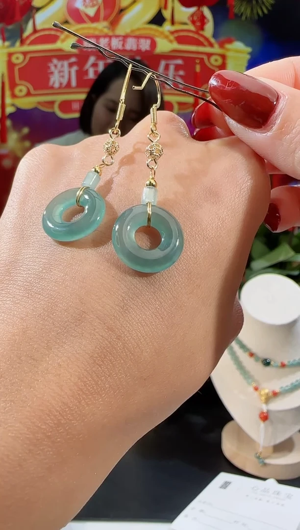 【闪购商品】翡翠耳饰合金甜甜圈耳饰多样性发一