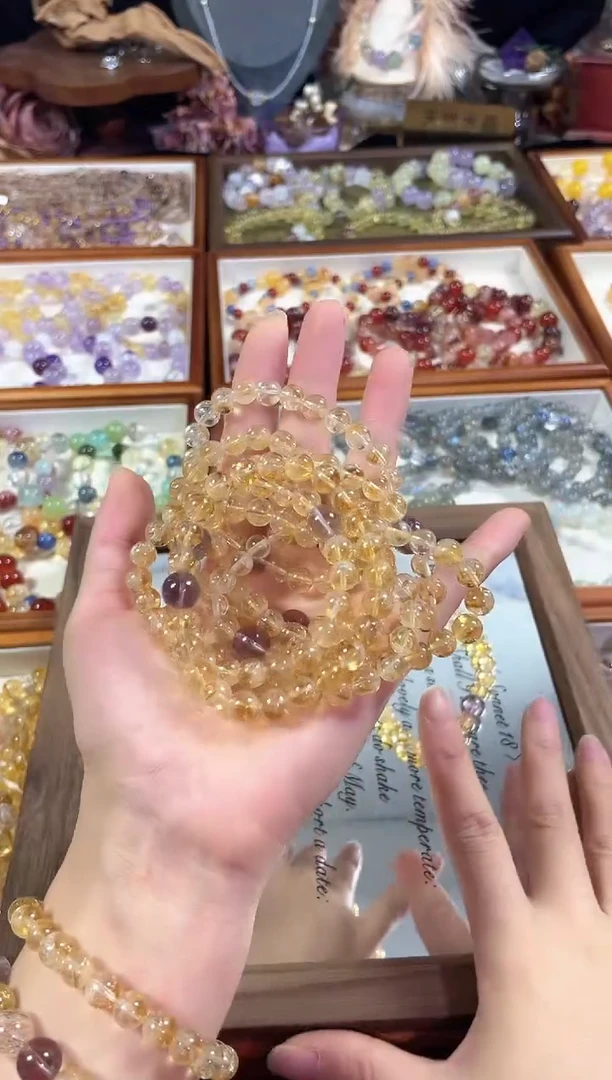 未镶嵌手串水晶天然卡7-8暴力黄塔晶紫水晶手串多样发一