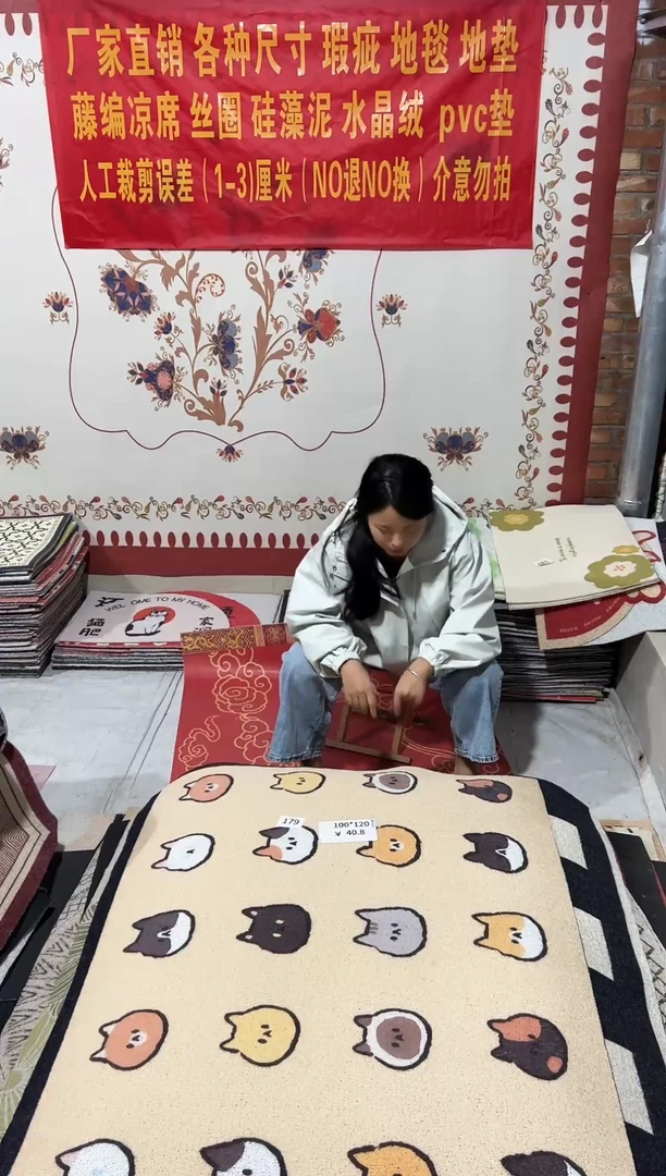不退不换瑕疵丝圈地毯100*120cm179