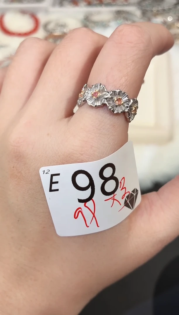 银S925镶嵌戒指碧玺大号发其一E98