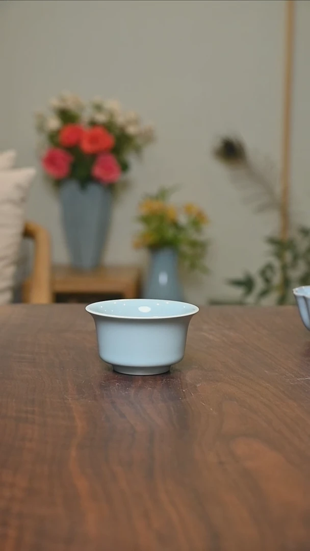 其他手拉马蹄杯 天青釉 朱晓辉款