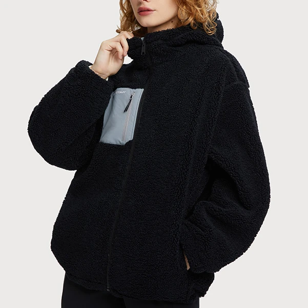 秋冬女士羊羔绒长袖外套时尚户外开襟休闲外套上衣女61421 0611