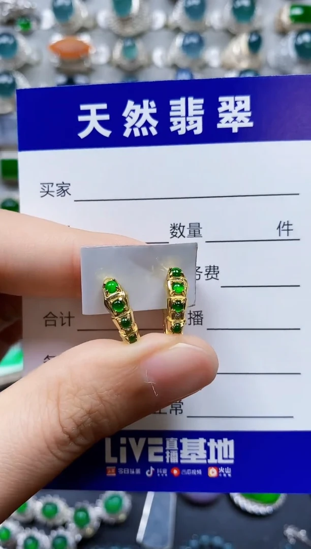 【闪购商品】翡翠耳饰银S925镶嵌0042