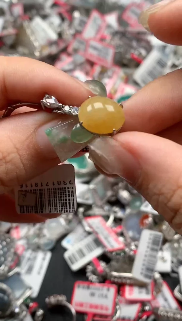 银S925镶嵌戒指翡翠天然A货缅甸翡翠