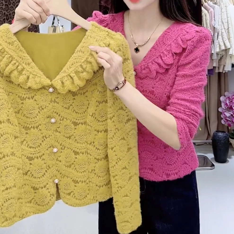 2026法式减龄拼接蕾丝打底衫2025秋季新款长袖显瘦洋气百搭女上衣