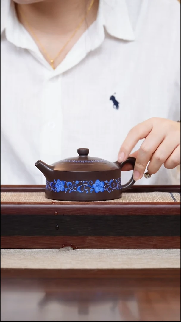 紫泥点彩周盘200cc宜兴手工紫砂壶
