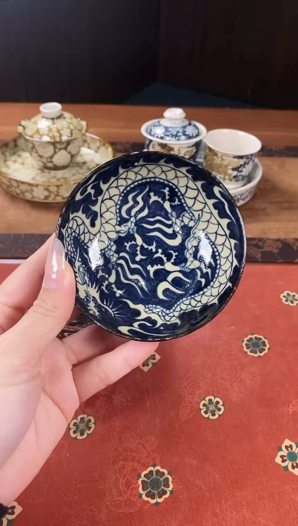 【闪购商品】《渐升堂》神秘二号釉龙纹普洱杯