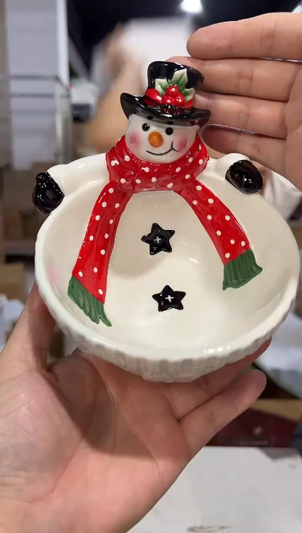 瓷片陶瓷原盒雪人碗