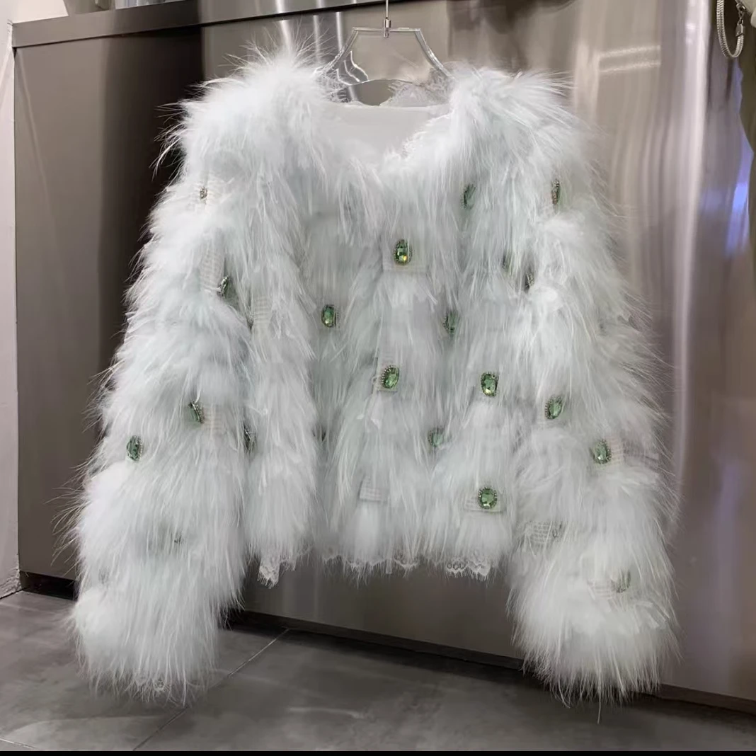 人造皮草 海宁新款女外套手工订钻蕾丝原生态貉子毛-8048