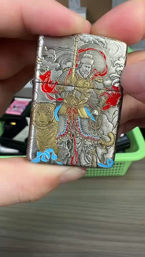 铜财神赵公明-五面3D雕刻-盔甲熏银鎏金珐琅彩