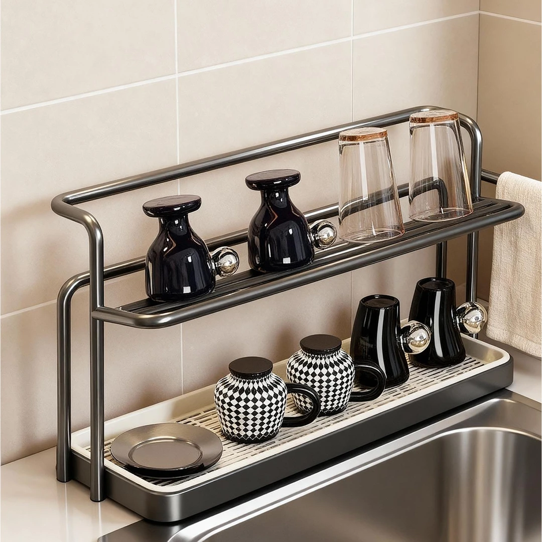 杯子沥水架茶水间茶具茶杯置物架桌面水杯收纳架多层咖啡杯放置架