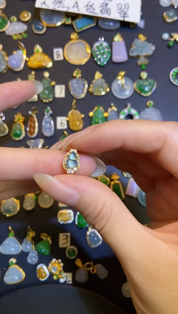 吊坠(不含链)银S925镶嵌翡翠天然A货翡翠