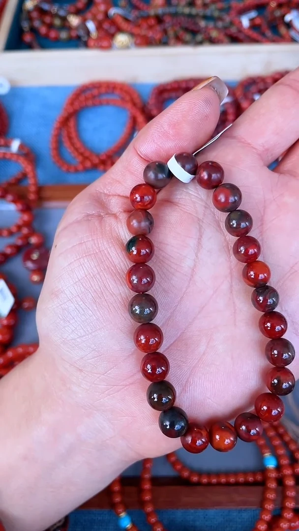 未镶嵌手串南红玛瑙N35凉山九口料S级鸡血包浆单圈