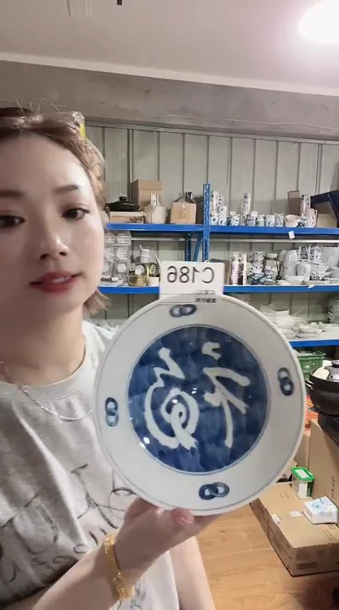 瓷片全新高端瓷器19.5CM福盘C186