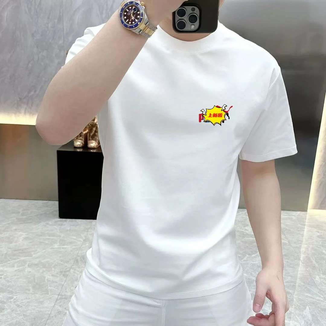 重磅纯棉男版新款潮牌短袖打底衫时尚百搭圆领男上衣男士休闲