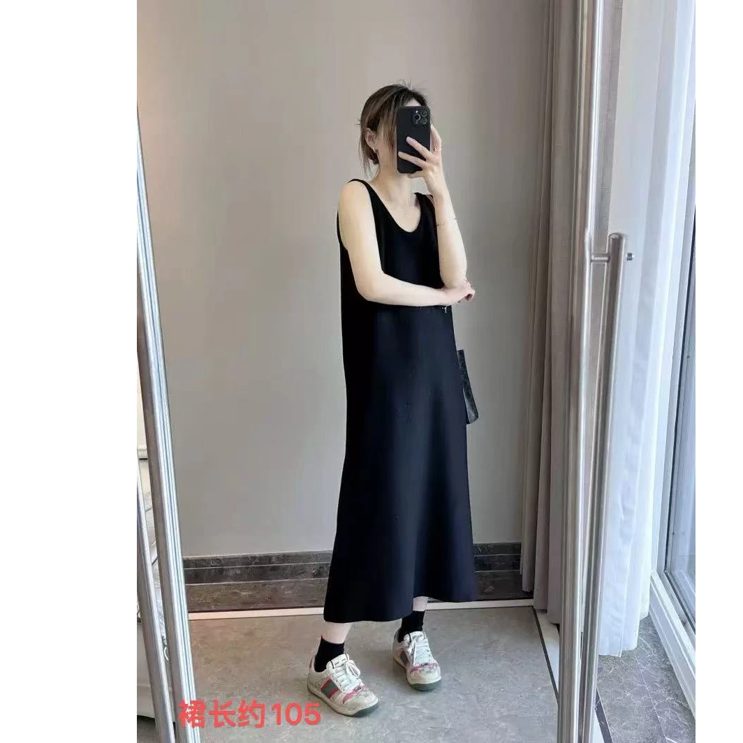 韩货无袖宽带长裙连衣裙