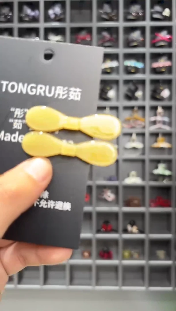 醋酸非金属韩国醋酸品牌发饰4cm蝴蝶结鸭嘴边夹一对