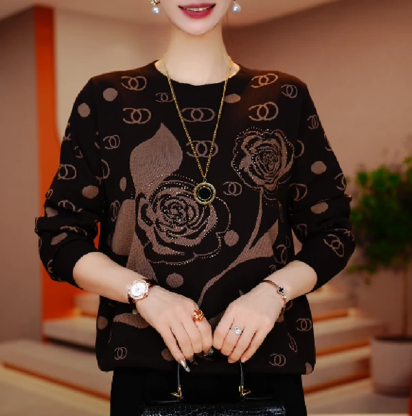 打底衫套头保暖衣厚款女长袖女装春秋宽松妈妈装女士毛衫打底