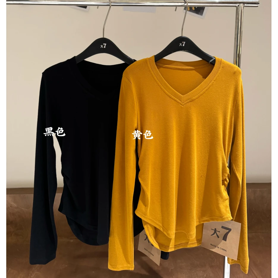 叨叨推荐款 D7#8800#V领褶皱蚂蚁腰长袖 FL