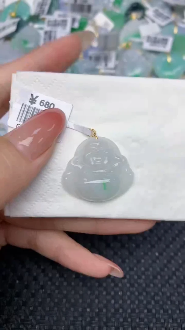 翡翠18K金镶嵌颈饰天然翡翠a货