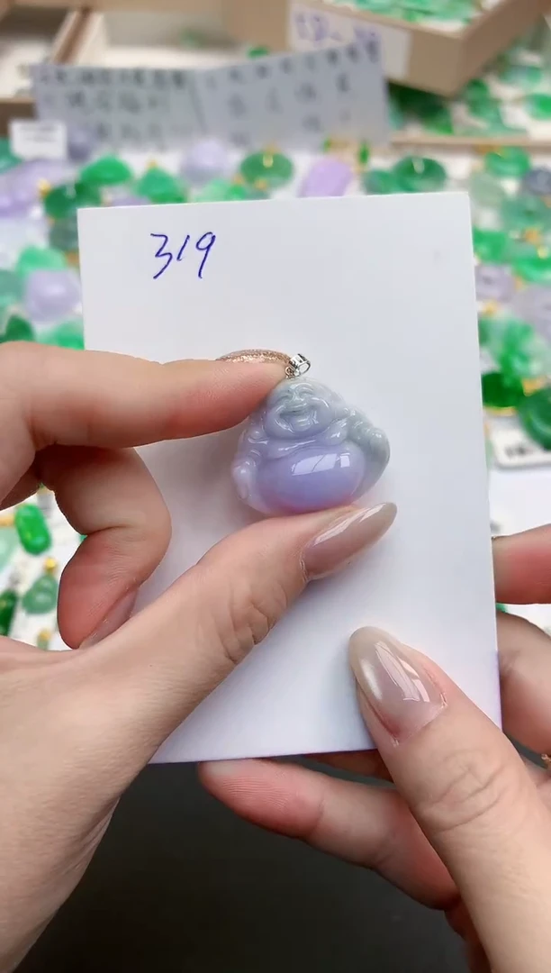 颈饰18K金镶嵌翡翠天然缅甸A货翡翠