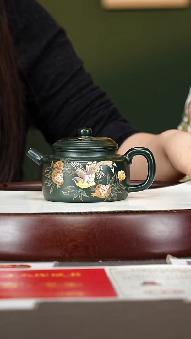 茶壶紫砂88杨建英 德钟 绿泥柴烧260cc