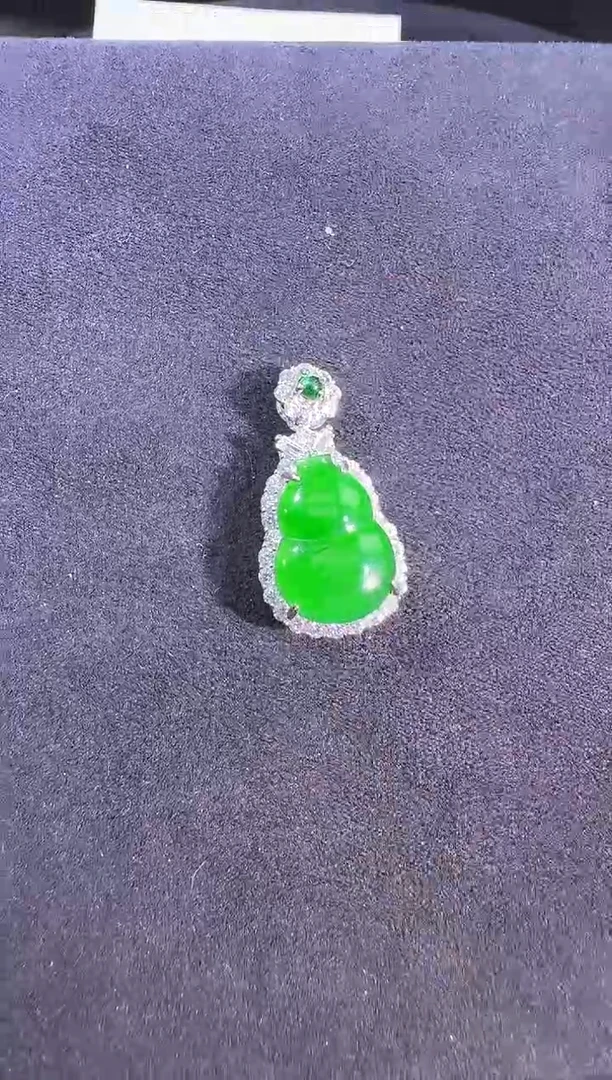 吊坠(不含链)银S925镶嵌翡翠天然A货翡翠吊坠