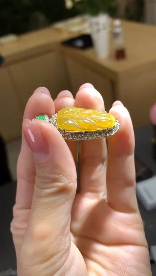 颈饰18K金镶嵌翡翠 |不退不换