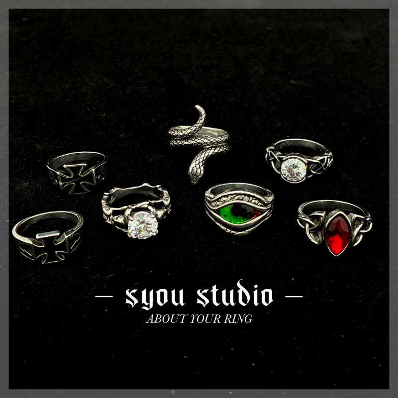 钛钢戒指 复古不掉色戒指男款情侣对戒小众设计尾戒女款指环哥特