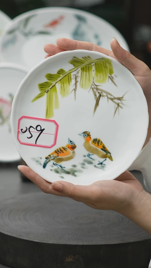 盘手绘釉下五彩陶瓷餐盘059