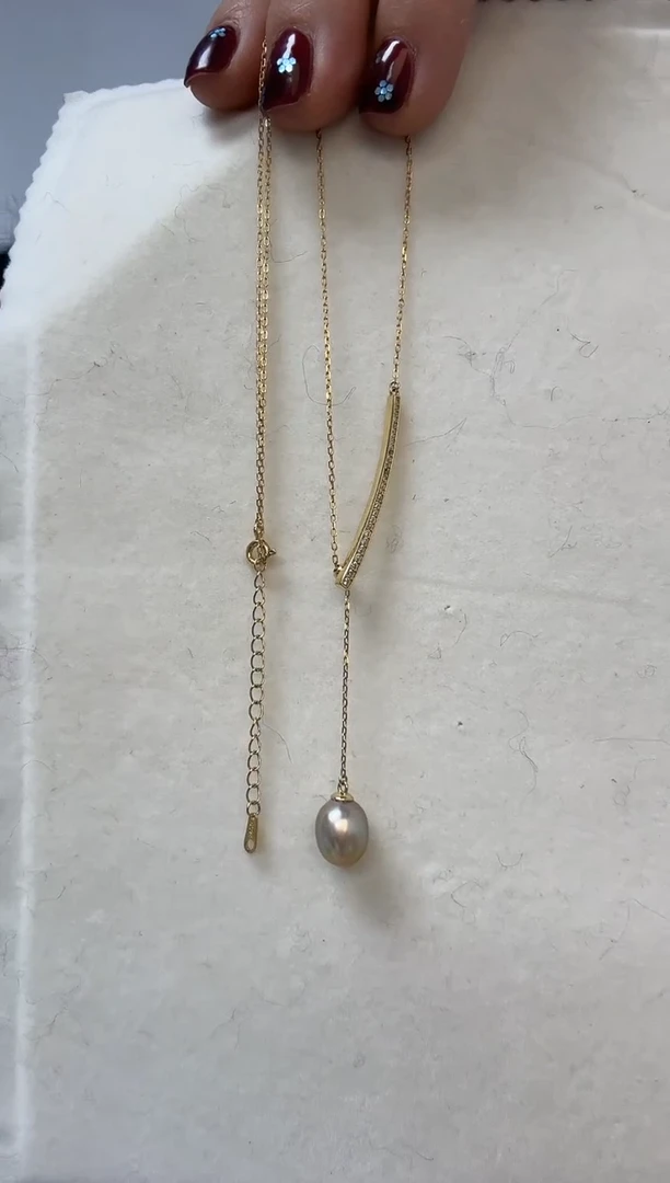 未镶嵌颈饰海水珍珠南洋金珠9.3mm+S925银一体链