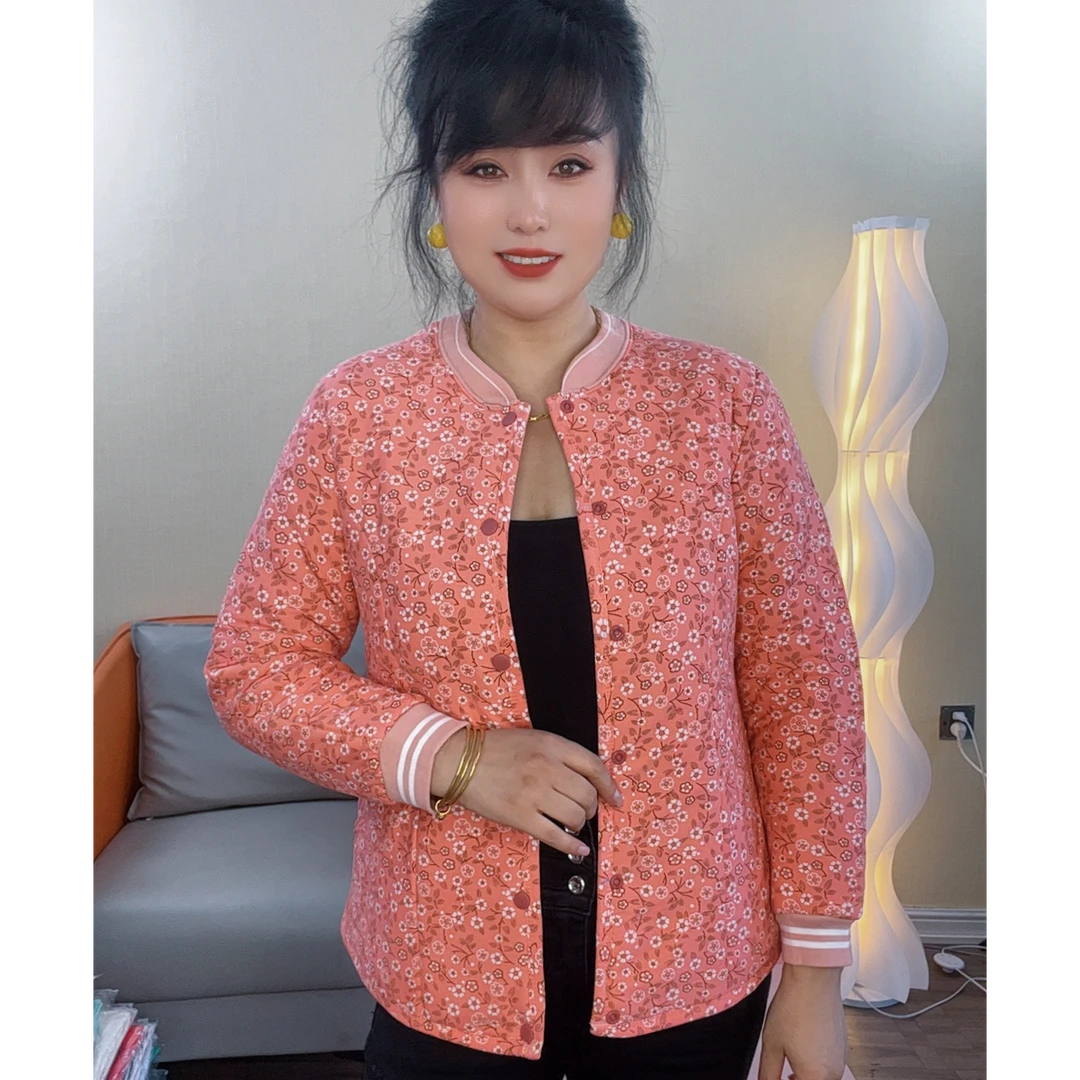 X棒球服款2025年新款按扣女 时尚保暖小棉袄