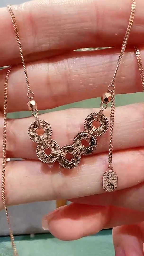 【闪购商品】18K金套链18K金爆闪铜钱套链