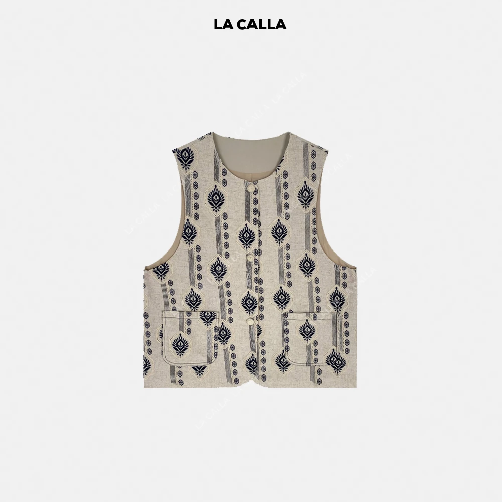 LA CALLA盘绣马甲中式重工刺绣叶子马甲YY51-2086